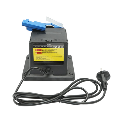 Elektromos kés élességítő gép 220V, 65W, 7000rpm, szög 15-50°, élességítési szélesség 6-51mm, fúrók 3-13mm, olló, vésők, gyalufák