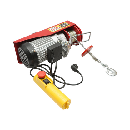 Elektromos emelő 220V/50Hz 1150W, max teher 300/600Kg, emelési sebesség 5-10m/min, emelési magasság 6-12m IP40