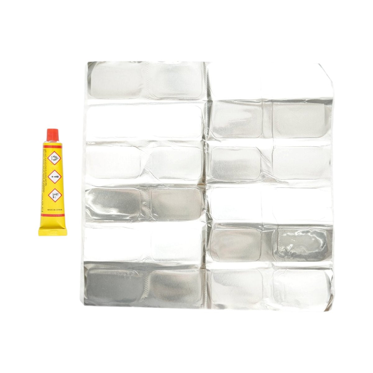 24 darabos 32x50mm téglalap alakú gumifolt, defektjavító szett gumiabroncsokhoz és belső tömlőkhöz + 1 db 20ml ragasztó tubus