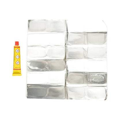 24 darabos 32x50mm téglalap alakú gumifolt, defektjavító szett gumiabroncsokhoz és belső tömlőkhöz + 1 db 20ml ragasztó tubus