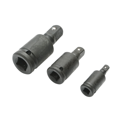 3 db ütőadapter készlet négyszögletes kardáncsuklóval 1/2, 3/8, 1/4 inch Cr-Mo Breckner Germany