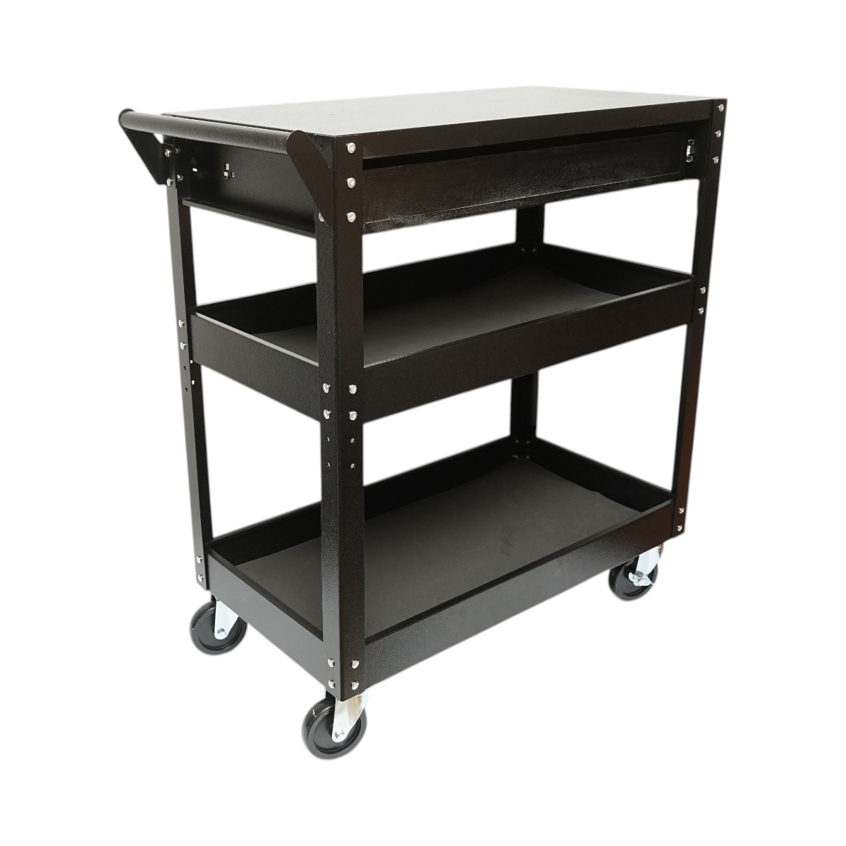Szerszámkocsi műhelyi fém kerekeken 3 polccal és 1 fiókkal 775x410x895mm Breckner Germany
