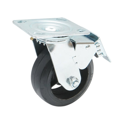 Ipari forgókerék 125x50mm fékezéssel, tömör fekete gumi, acél lemez 115x100mm 130kg