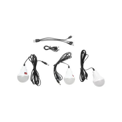 Hordozható LED világító készlet 3 izzóval / reflektorral, napelemmel és 3,7V, 4500Ah akkumulátorral halászathoz, kempingezéshez GD-8080