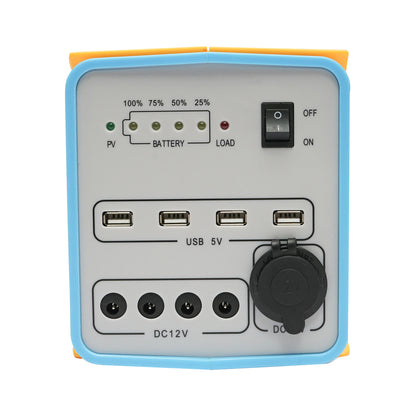 Világítási rendszer napelemmel, LiFePO4 akkumulátor 12,8V/12Ah és 3 LED izzó 3W/12V, 4 USB 5V kimenet Breckner Germany