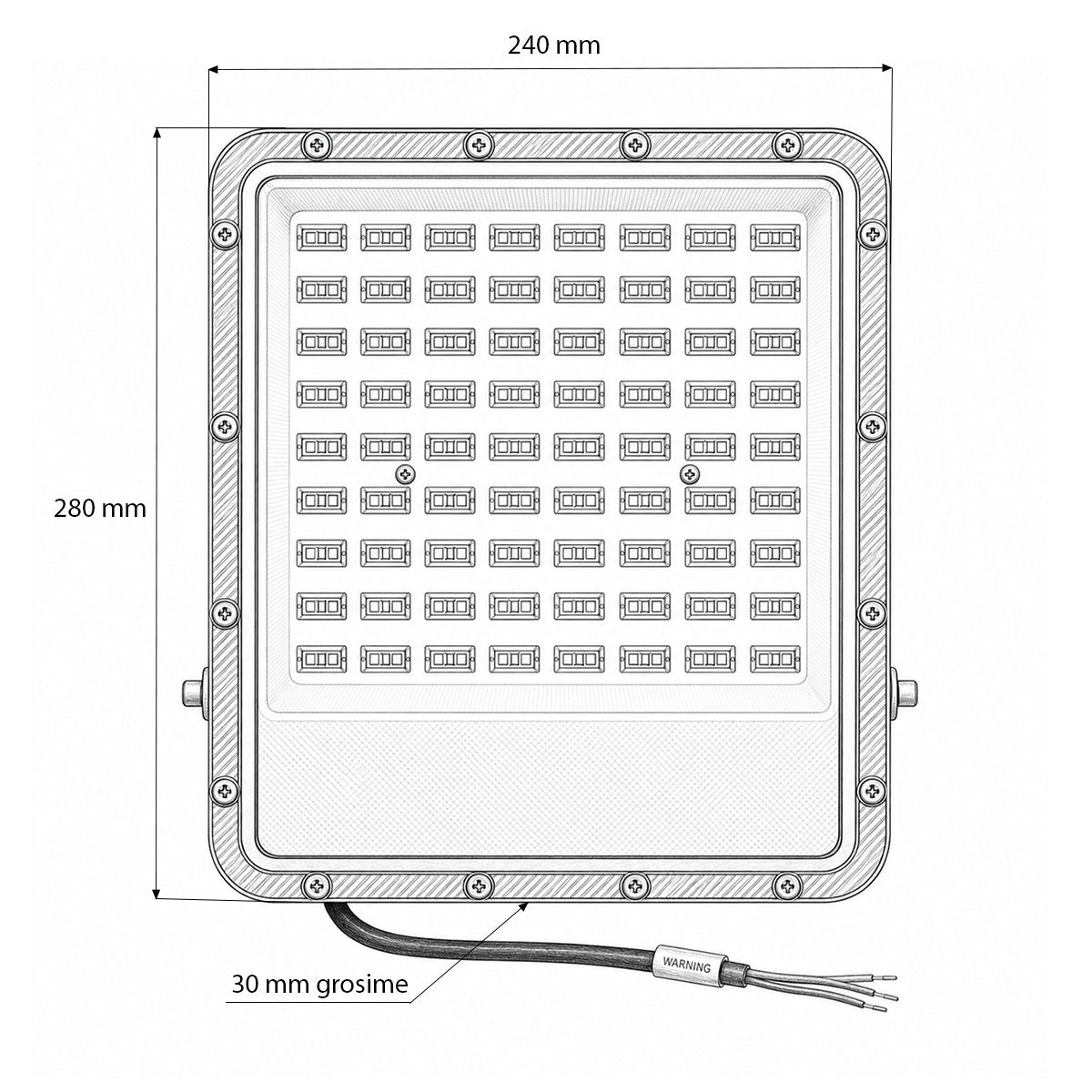 LED Reflektor 150W, 100-265V, 6500K, 16500lm Flood típus 280x240x30mm IP66 Breckner Germany