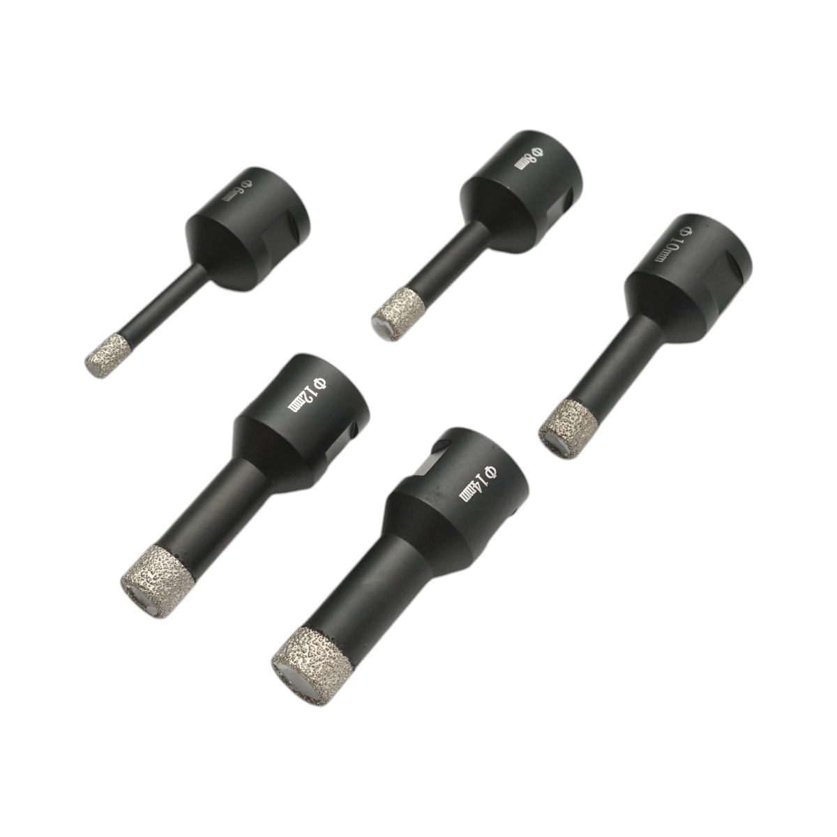5 darabos gyémántozott fúró készlet 6, 8, 10, 12, 14mm, M14 belső menet kerámia lapokhoz, márványhoz, granithoz Breckner Germany
