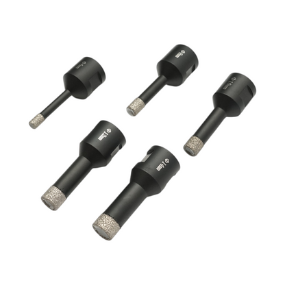 5 darabos gyémántozott fúró készlet 6, 8, 10, 12, 14mm, M14 belső menet kerámia lapokhoz, márványhoz, granithoz Breckner Germany