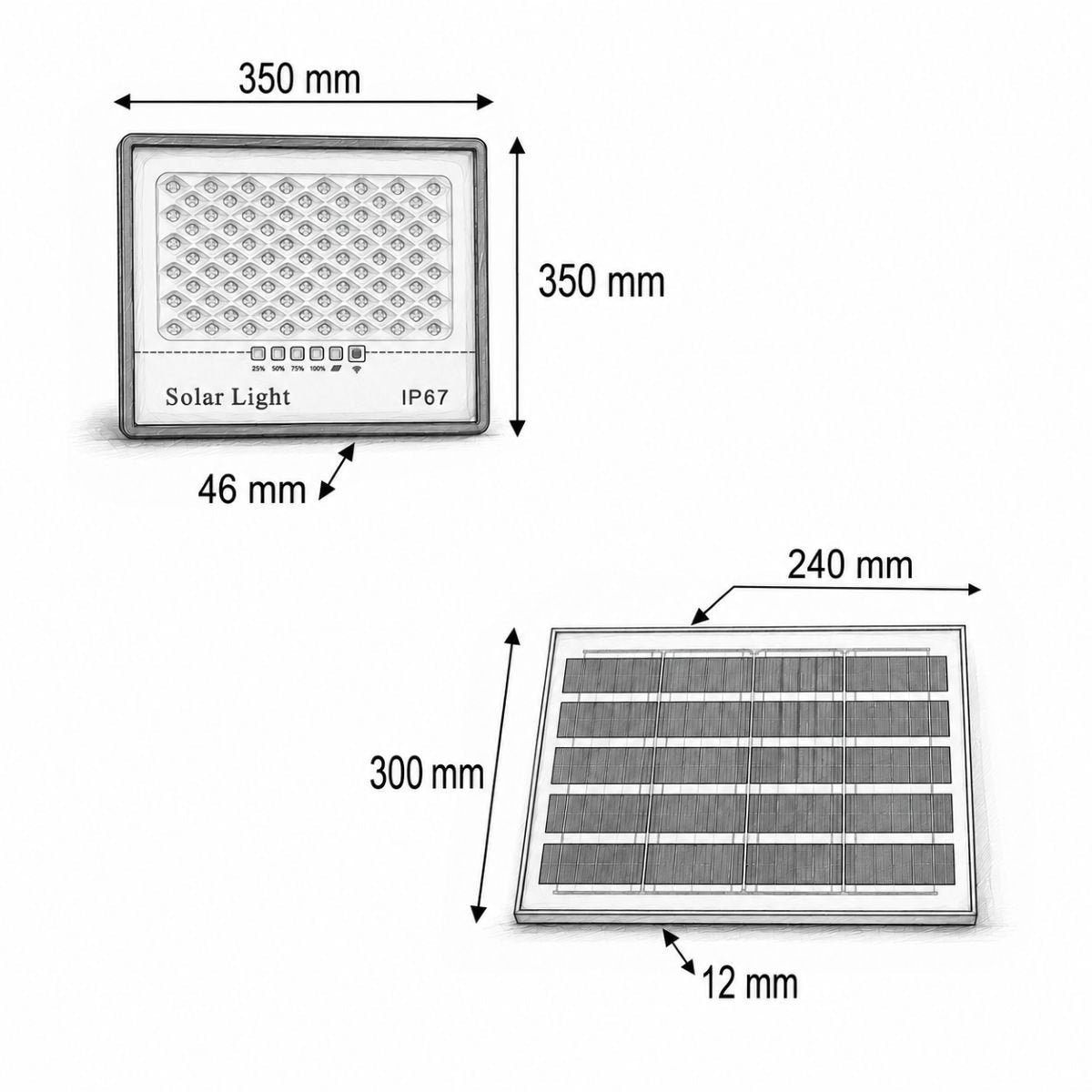 Breckner Germany 200W LED reflektor, 6500K napelemes panellel 15W, LiFePO4 10000mAh akkumulátor és távirányító IP67