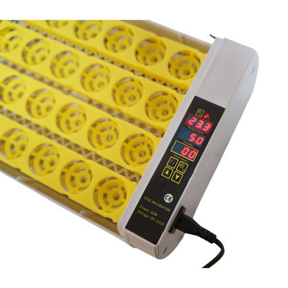 Automatikus keltető 24 tojás 60W, 220V, automatikus forgatással, hőmérséklet-szabályozással, páratartalom-szabályozással, digitális kijelzővel, LED megvilágítású tálcával.
