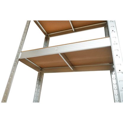 Salgó polc, fém polc, 5 MDF polccal, 180x90x40cm, 175kg/polc, csavarmentes szerelés Breckner Germany