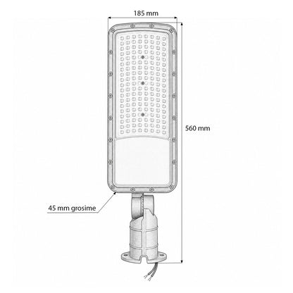 Breckner Germany LED közúti világítás 150W, 100-265V, 6500K, 21000lm oszlopra szerelhető 560x185x45mm IP66