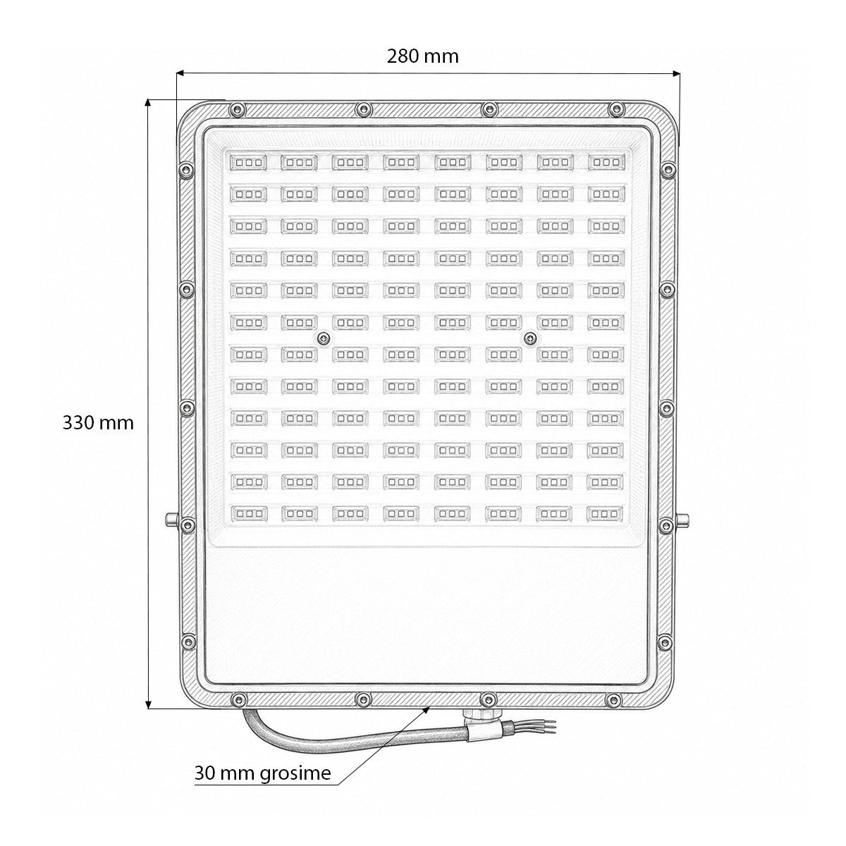 LED Reflektor 200W, 100-265V, 6500K, 16500lm Flood típus 330x280x30mm IP66 Breckner Germany