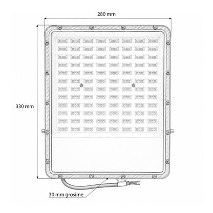 LED Reflektor 200W, 100-265V, 6500K, 16500lm Flood típus 330x280x30mm IP66 Breckner Germany