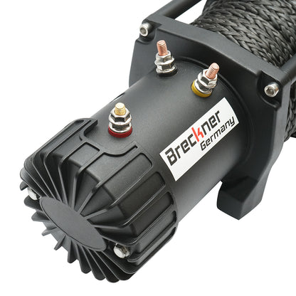 Elektromos csörlő távirányítóval 12V, 6.5hp, 6.1T (13500lbs) szintetikus kábel 9x24m mágnesszelep 400A Breckner Germany