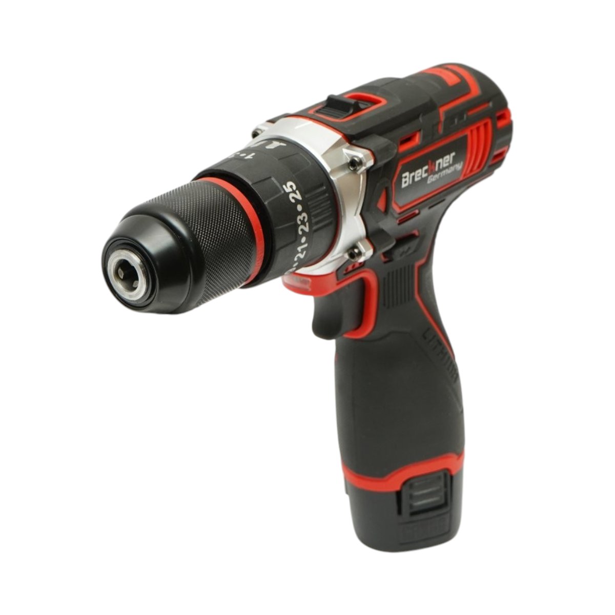 Ütvefúró-csavarbehajtó, 2 akkumulátor 12V, 1.5Ah Li-ion, LED, 25Nm, 10mm tokmány, 0-400/1500rpm Breckner Germany