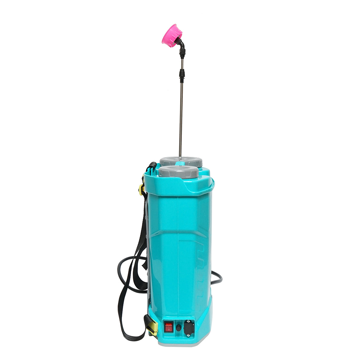 Permetezőszivattyú, elektromos vermorel, 20 literes tartály, 12V/8Ah akkumulátor, 4 fúvóka, áramlás 4 l/min, nyomás 6,8 bar THOR