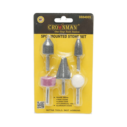 5 darabos csiszolókő készlet 6mm-es Crownman 6mm-es rúddal
