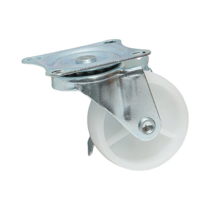 Forgó kerék 65x23mm fékezéssel, fehér polipropilén, acél lemez 70x58mm 35kg