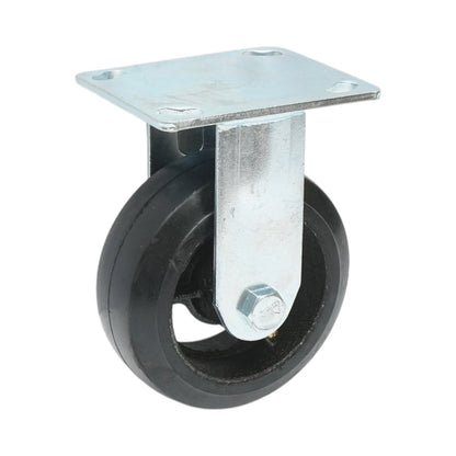 Rögzített ipari kerék 125x50mm fék nélkül, fekete tömör gumi, 115x100mm acél lemez 130kg