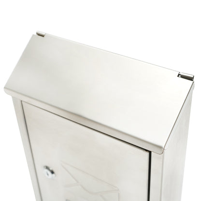 Rozsdamentes acél postaláda 320X230X90mm 2 kulccsal és rögzítő tartozékokkal