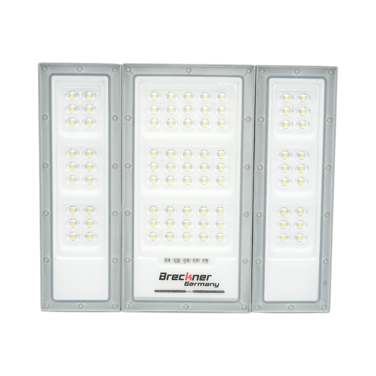 LED lámpa 1300lm, 6500K 25W napelem panellel, LiFePO4 3.2V/15Ah akkumulátor, mozgásérzékelő és távirányító IP66 Breckner Germany