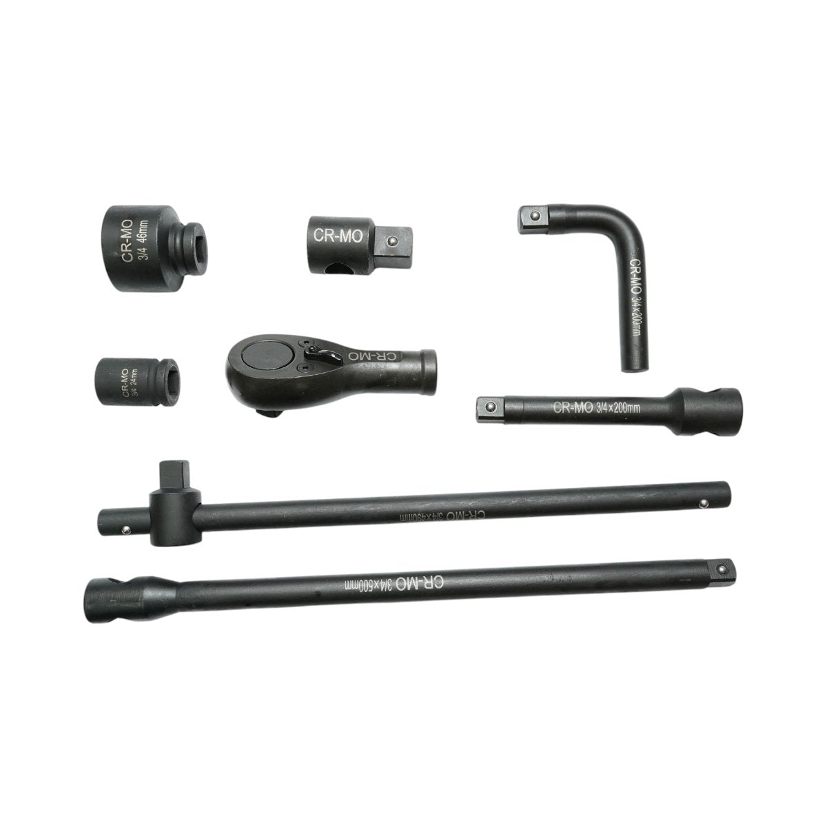 Ütközőcsavarhúzó készlet, Ütődugókulcs készlet 17-65mm, rácsatlakozó, 200 és 500mm hosszabbítók, L típusú 200mm, T rúd, 3/4-1 inch adapter Cr-Mo 26 darab Breckner Germany