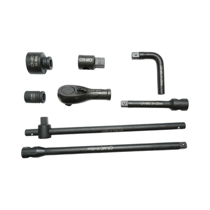 Ütközőcsavarhúzó készlet, Ütődugókulcs készlet 17-65mm, rácsatlakozó, 200 és 500mm hosszabbítók, L típusú 200mm, T rúd, 3/4-1 inch adapter Cr-Mo 26 darab Breckner Germany