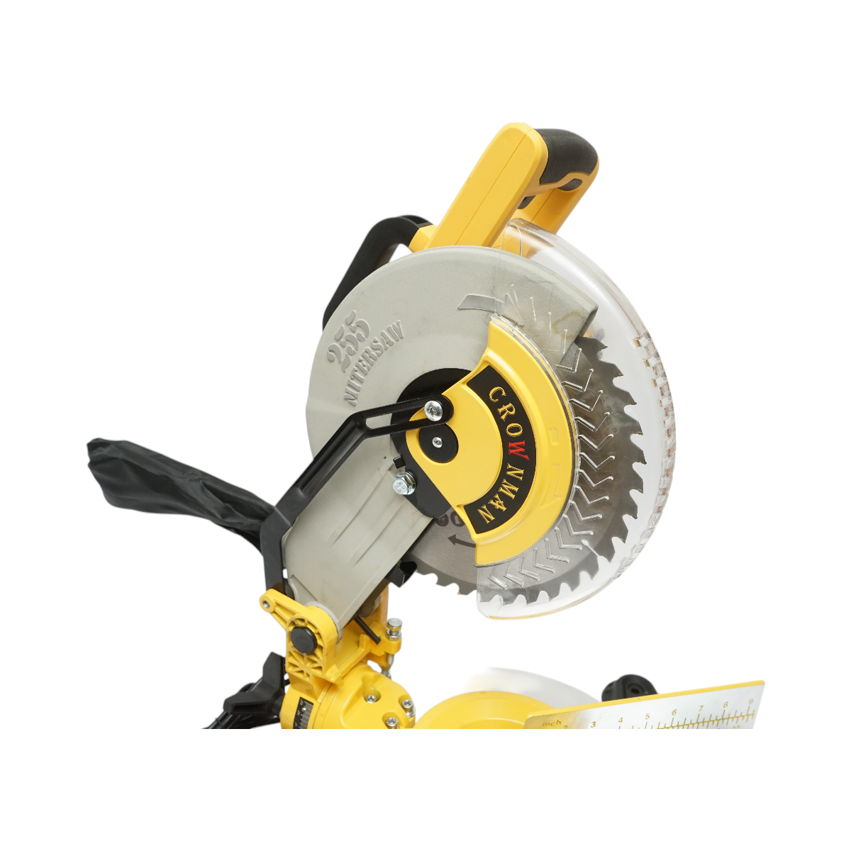 Álló körfűrész 1850 W, 220 V, 255 mm-es 40T fűrészlap, 45°-os ferde vágás, 4200 fordulat/perc Crownman
