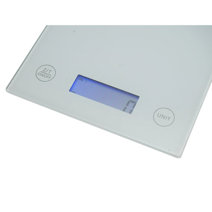 5 kg-os elektronikus konyhai mérleg, tára funkció, biztonsági üveg platform