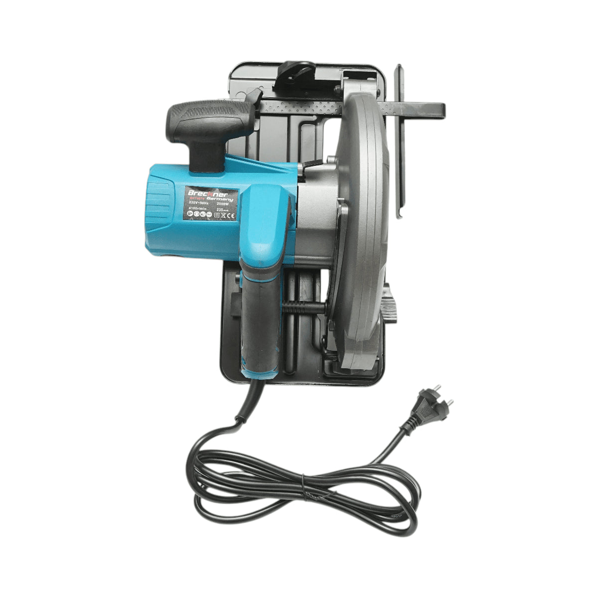 2000 W-os kézi körfűrész, 220 V, 235 mm-es fűrészlap, 0–45°-os vágási szög, 4100 fordulat/perc sebesség Breckner Germany