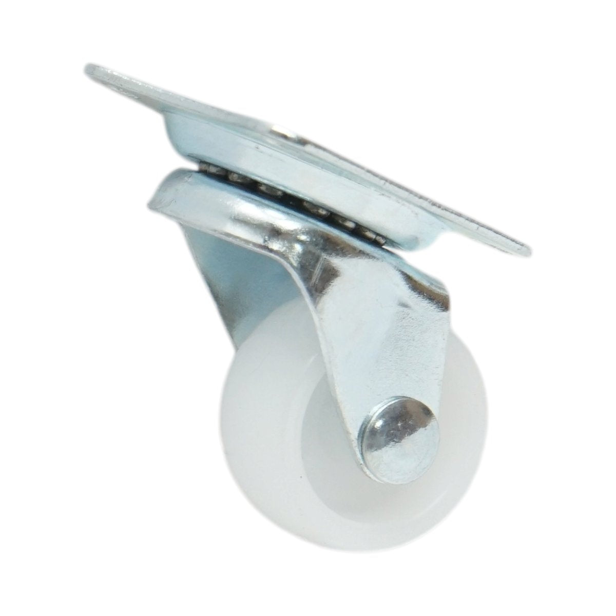 Forgó kerék 25x14mm fék nélkül, fehér polipropilén, acél lemez 39x33mm 10kg