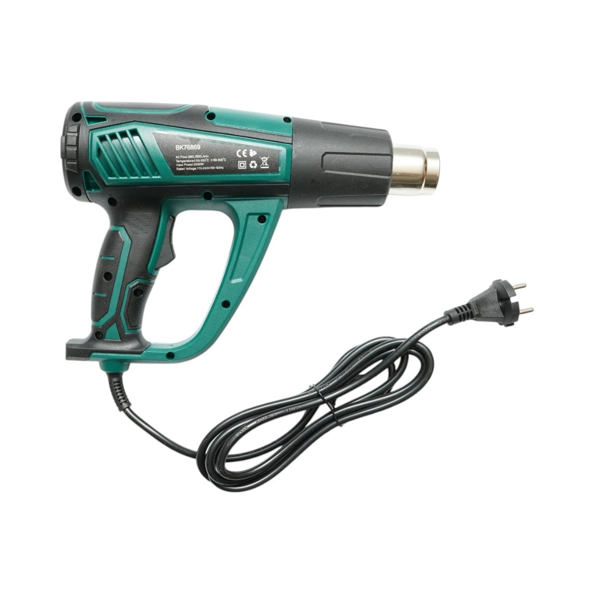 Meleg levegős pisztoly 2000W, 220V, levegő áramlás 300/500 L/min, 2 hőmérsékleti fokozat 50-600°C Breckner Germany