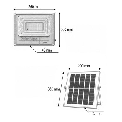 LED reflektor 100W, 6500K napelemes panellel 12W, LiFePO4 8000mAh akkumulátor és távirányító IP67 Breckner Germany