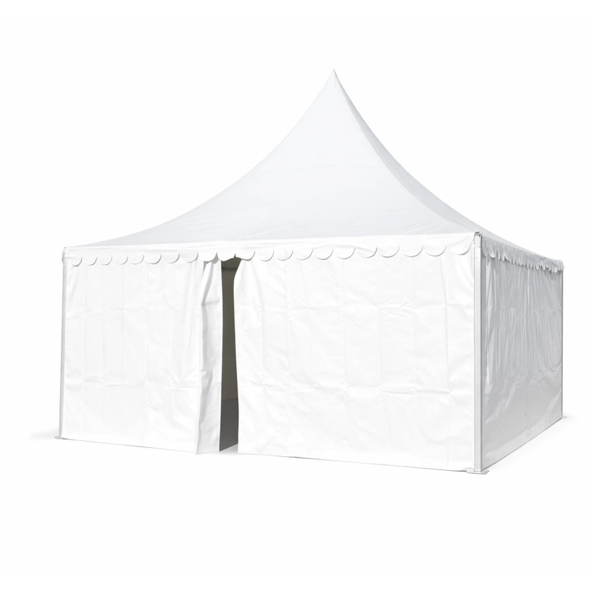 Pagoda típusú rendezvénysátor 6x6m, fehér UV-álló vízhatlan, PVC 950g/m2 tetőzet, alumínium keret 64x64x3mm