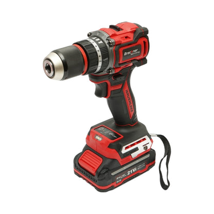 Fúró- és csavarbehajtó gép ütőfunkcióval 500W, 2 akkumulátor 21V, 1.5Ah Li-ion, LED, brushless, 50Nm, 13mm tokmány, 0-500/1600rpm Breckner Germany