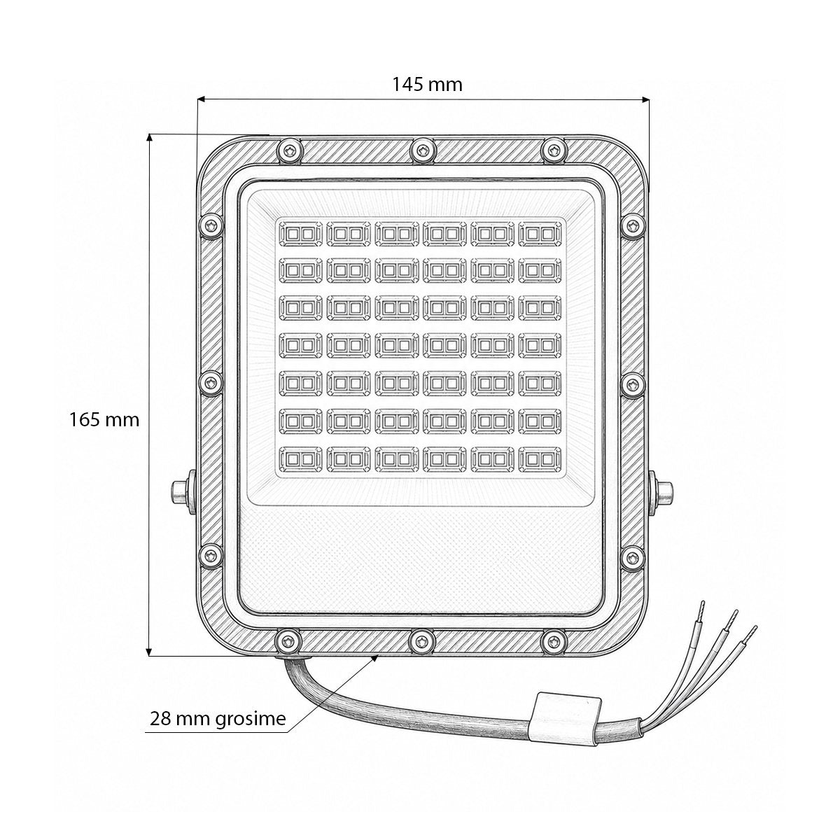 50W LED Reflektor, 100-265V, 6500K, 5500lm Flood típus 165x145x28mm IP66 Breckner Germany