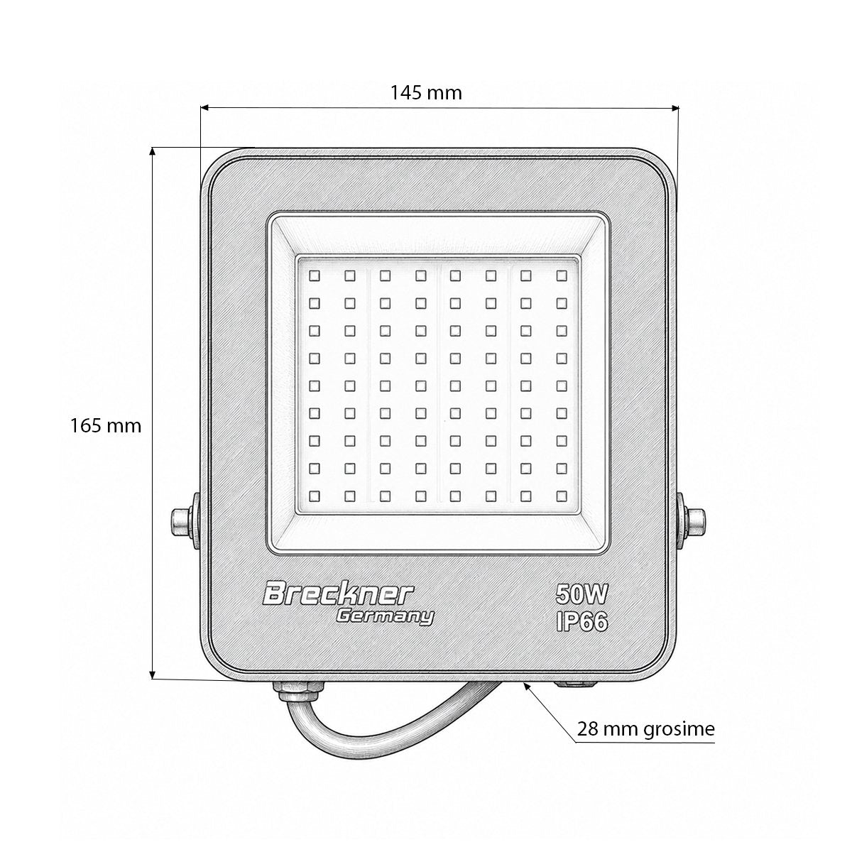 LED Reflektor 50W, 220V, 6500K Flood típus 165x145x28mm IP66 Breckner Germany