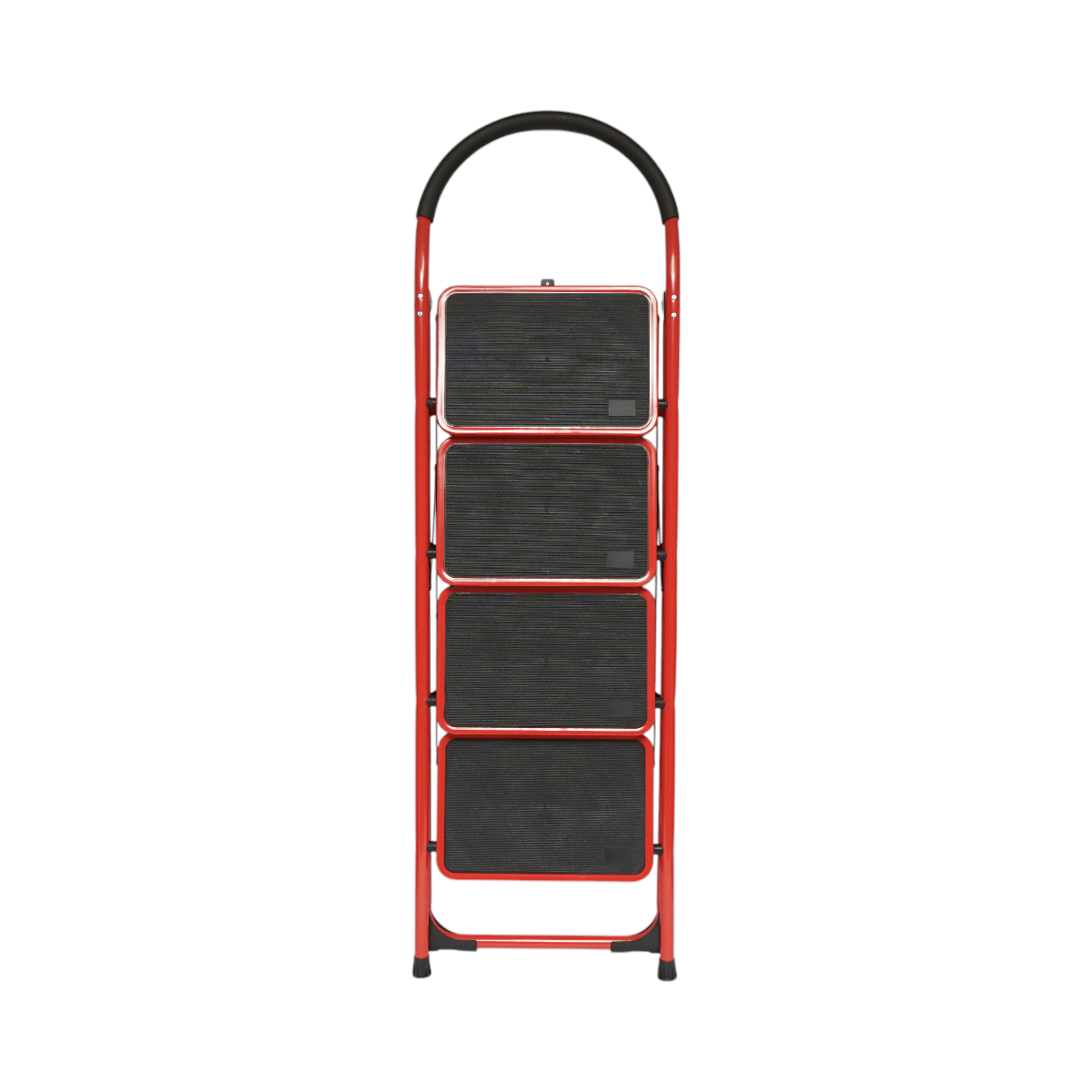 Breckner Germany összecsukható acél létra 4 fokos csúszásmentes, magasság 141cm, maximális terhelés 150kg piros