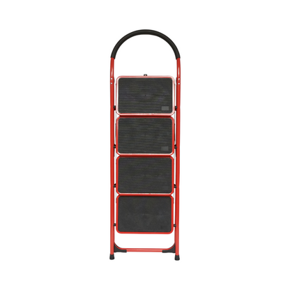 Breckner Germany összecsukható acél létra 4 fokos csúszásmentes, magasság 141cm, maximális terhelés 150kg piros