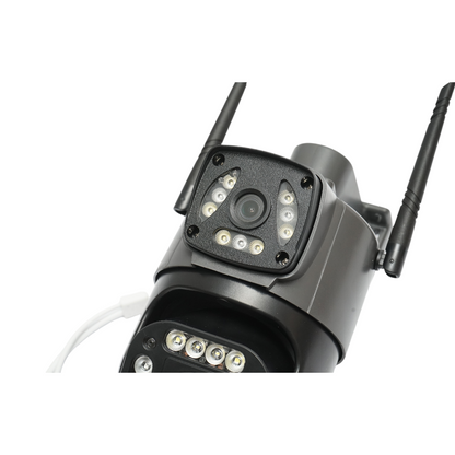 4MP 1080P, WIFI és 4G, PTZ kettős objektíves megfigyelő kamera mozgásérzékelővel, emberérzékeléssel és V380 Pro alkalmazással.
