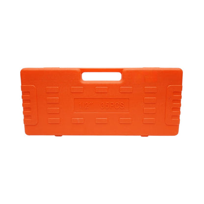 Breckner Germany ütközőkulcs készlet, Ütődugókulcs készlet 8-32mm és hosszú 10-32mm, 1/2 inch négyzet Cr-Mo 35 darab
