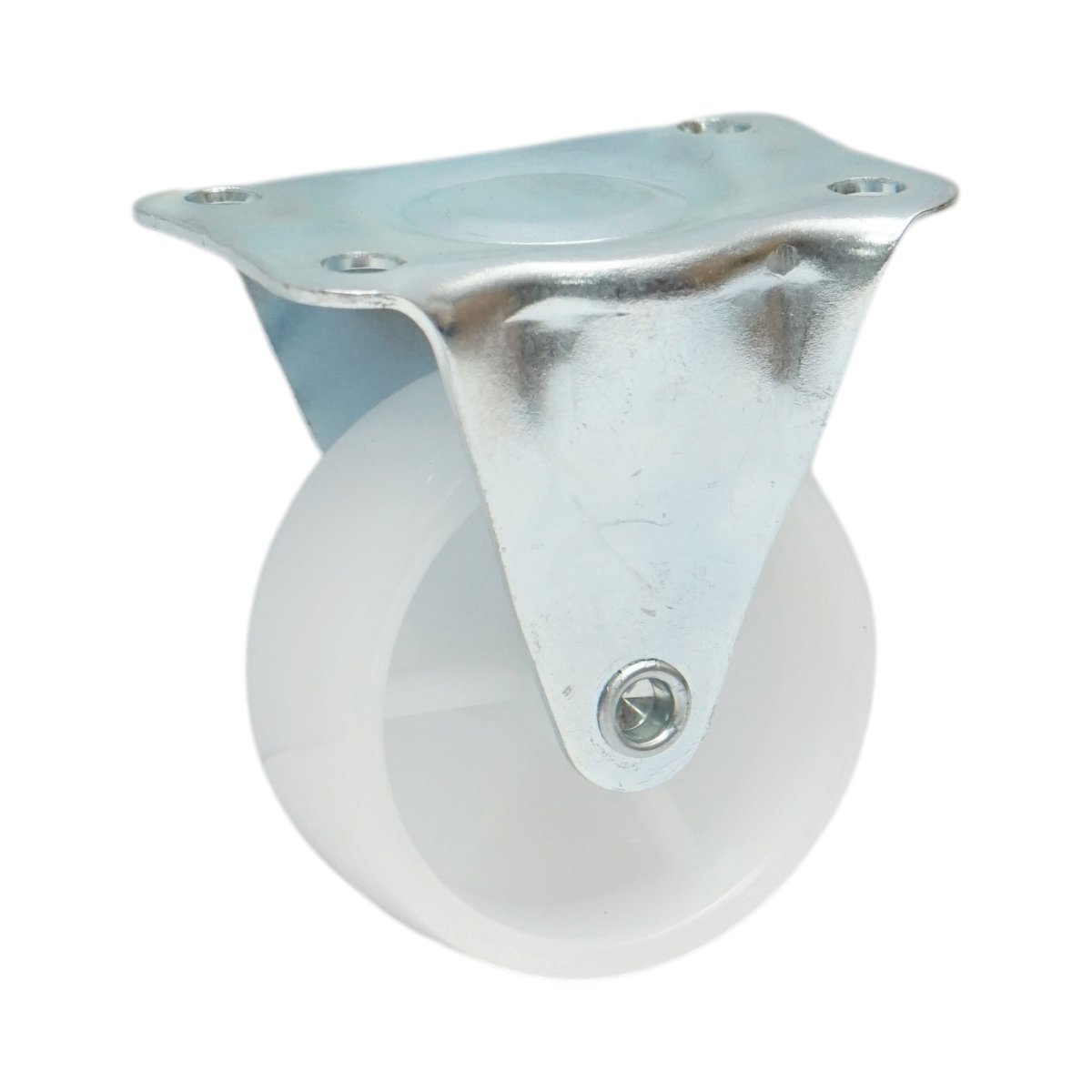 Rögzített kerék 50x22mm fék nélkül, fehér polipropilén, acél lemez 60x41mm 30kg