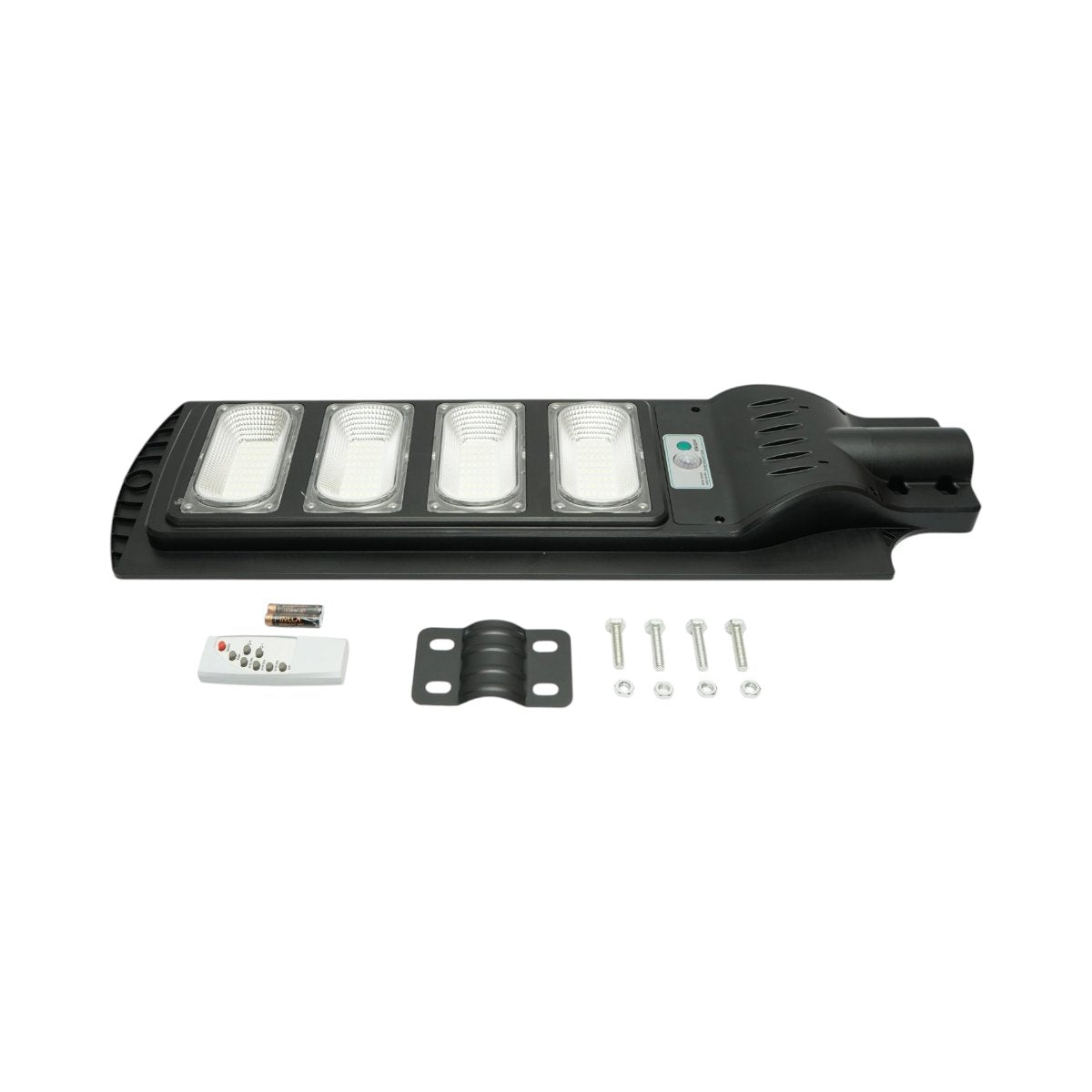 Napelemes LED közvilágítási lámpa 300W 18W-os napelem panellel, 16000mAh akkumulátor, mozgásérzékelő, távirányító, oszlopra szerelhető IP65 Breckner Germany