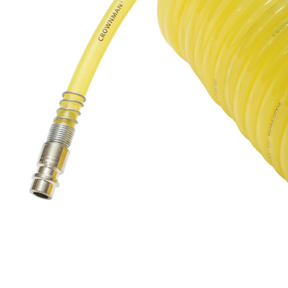 Spirális sűrített levegős tömlő 10m, Ø 5mm, gyorscsatlakozó 1/4 Crownman