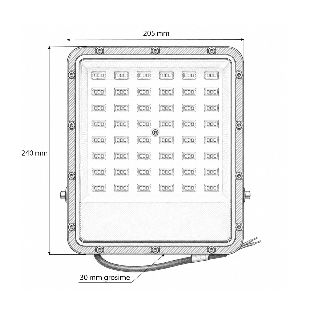 LED reflektor 100W, 100-265V, 6500K, 11000lm Flood típus 240x205x30mm IP66 Breckner Germany