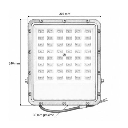 LED reflektor 100W, 100-265V, 6500K, 11000lm Flood típus 240x205x30mm IP66 Breckner Germany