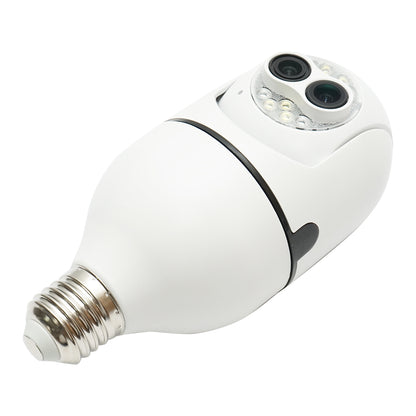 Intelligens izzó PTZ, WIFI 2.4G 1080P, E27 izzó kettős lencsés megfigyelő kamera mozgásérzékelővel, emberérzékeléssel és iCSee alkalmazással.