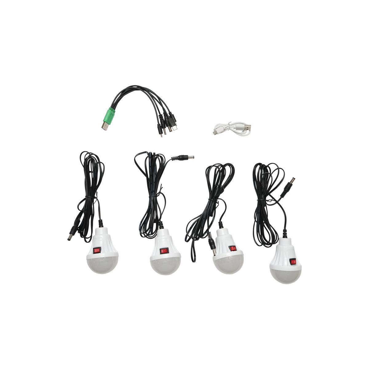 Hordozható LED világító készlet 4 izzóval / projektorral, FM rádióval, napelemmel és 3,7V, 10000 mAH akkumulátorral a halászathoz, kempingezéshez GD-8072