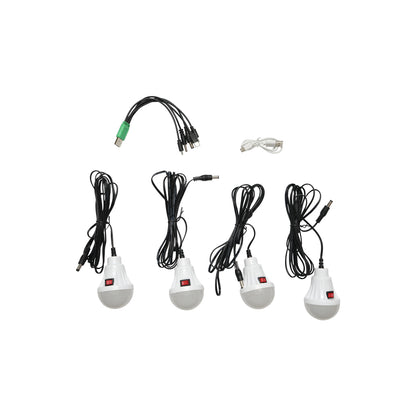 Hordozható LED világító készlet 4 izzóval / projektorral, FM rádióval, napelemmel és 3,7V, 10000 mAH akkumulátorral a halászathoz, kempingezéshez GD-8072